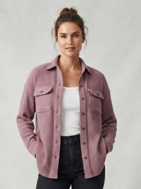 Lazypants Jackets & Blazers - Lazypants Women's Dusty Rose Waffle Utility Jacket Size Med